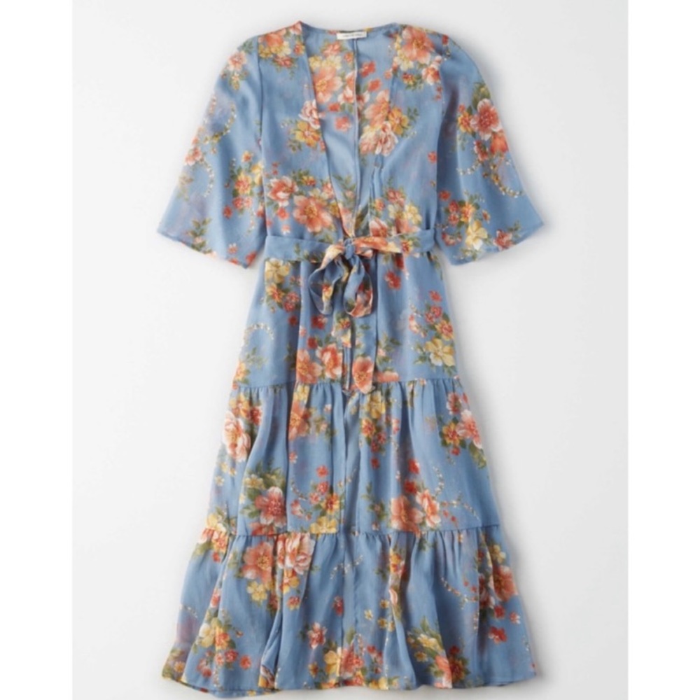 American eagle floral printed chiffon dress o/s